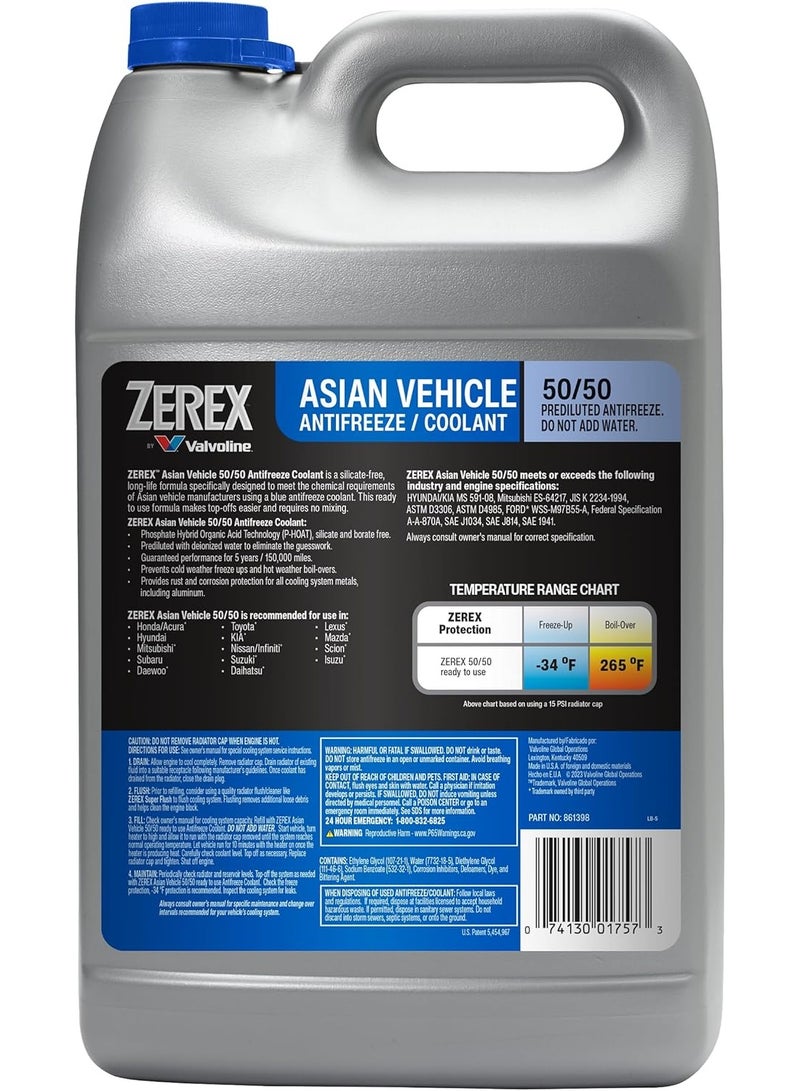 Valvoline Zerex Asian Vehicles Coolant Blue 3.78Ltr (Honda,Hyundai,Nissan,Subaru) - Image 2